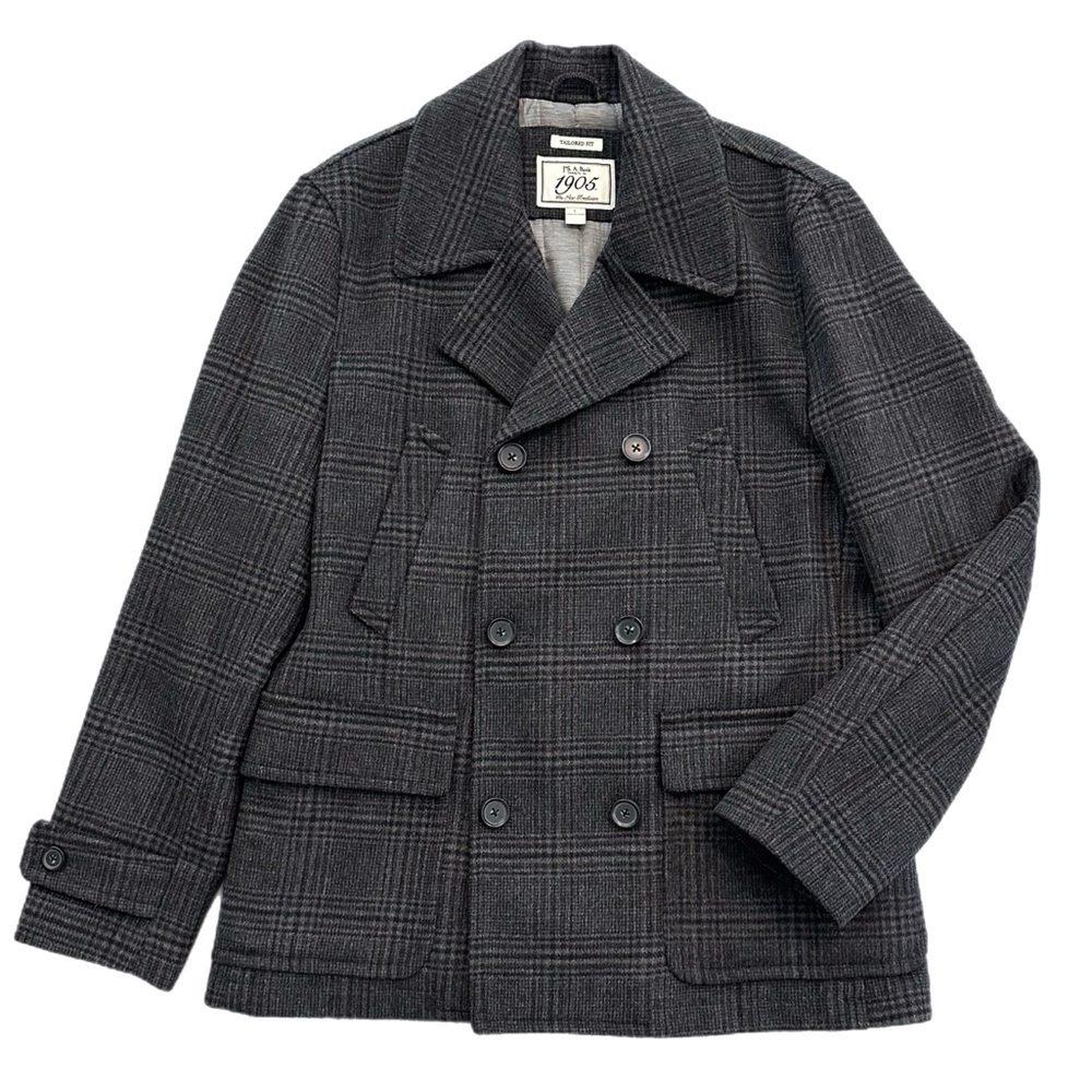 Jos. A. Bank 1905 Collection Plaid Wool-Blend Peacoat Jacket – Men’s Size Large
